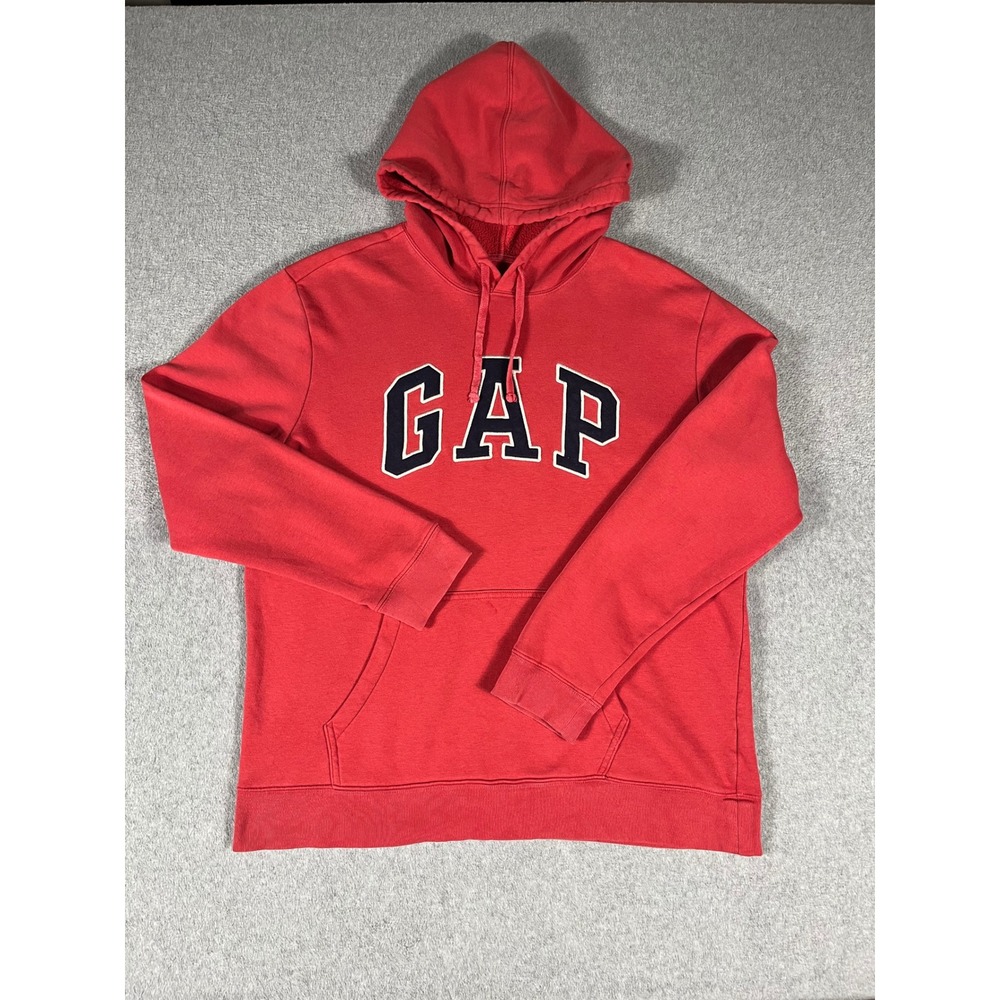 Gap‎ Arch Logo Hoodie Mens Large Faded Red Pullover Sweatshirt 715036-43